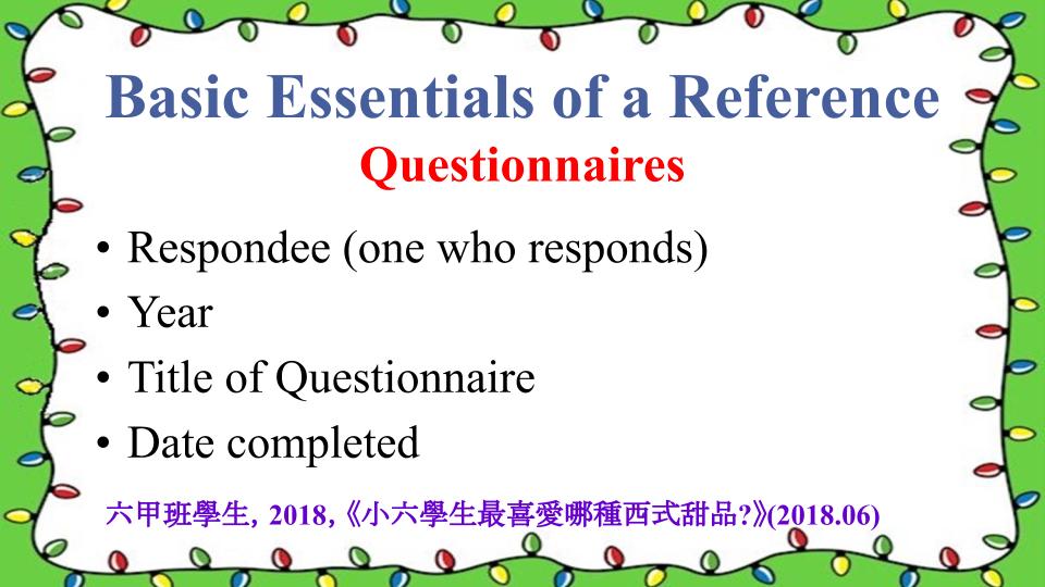 questionnaires referencing